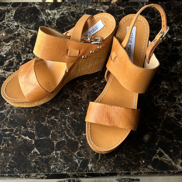 Steve Madden wedge leather sandals 39 - Picture 2 of 3